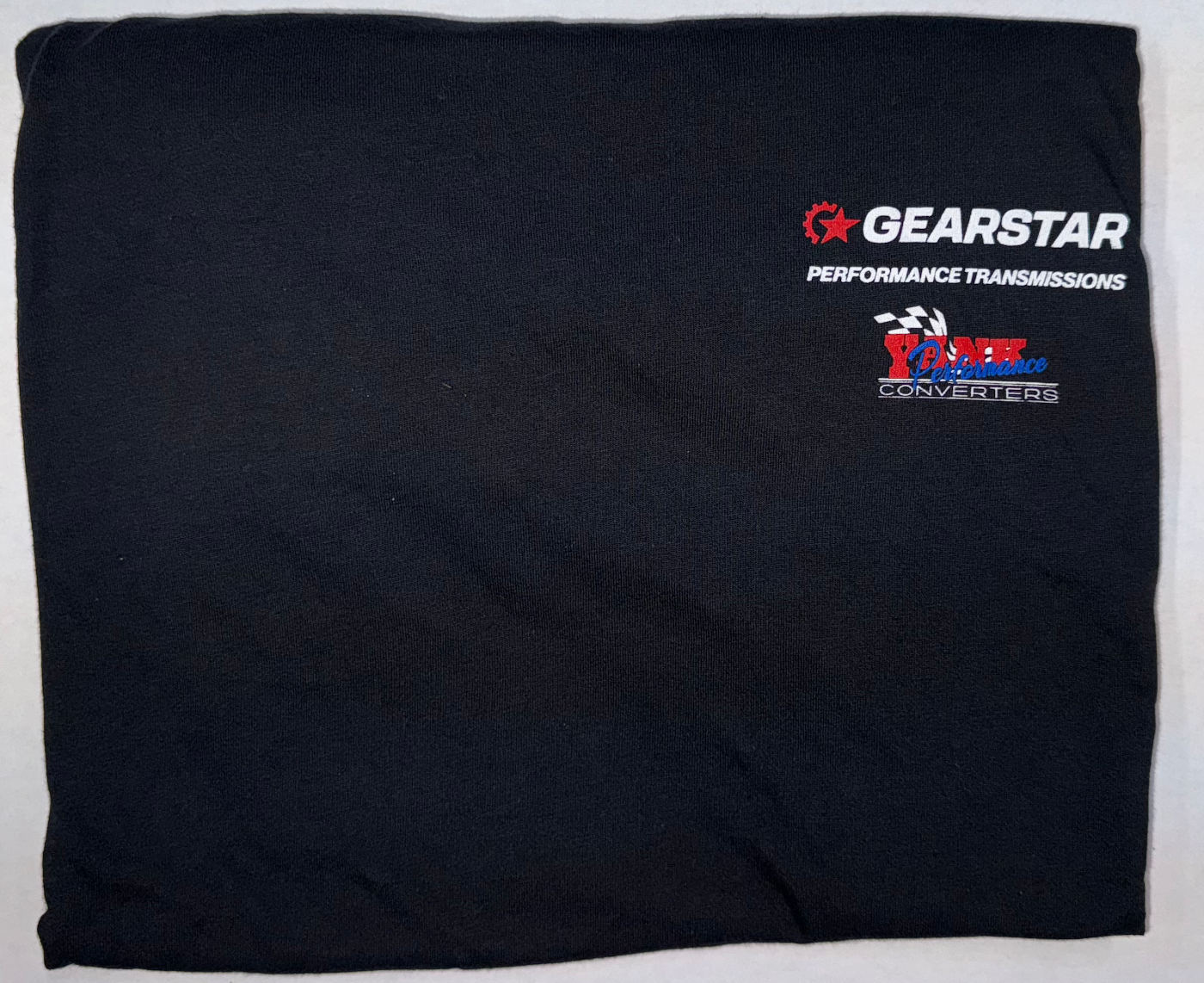 Black t-shirt with Gearstar logo on side chest